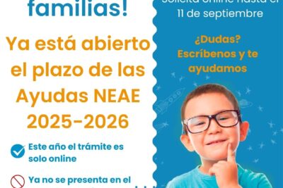 Cartel informativo sobre la apertura del plazo de las Ayudas NEAE 2025-2026 para altas capacidades